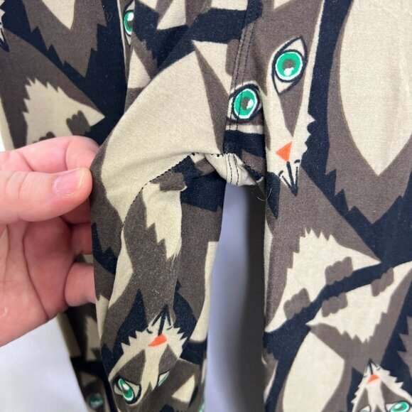 Lularoe TC Tall & Curvy Sly Fox Leggings Brown Wolf Black Cat Animal Novelty - Picture 3 of 7
